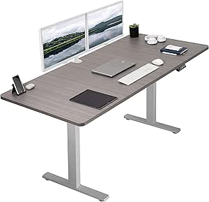 VIVO Electric 71 x 36 inch Standing Desk Workstation, Memory Controller Height Adjustment, 1B Series, Dark Gray Top Gray Frame, DESK-KIT-1G7G-36