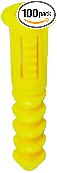 L.H. Dottie 122 Anchor Tapered with Wings, No.8-10-12 by 1-1/4-Inch Length, Yellow, 100-Pack
