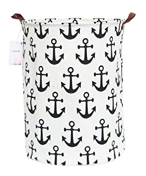 CLOCOR Large Storage Bin-Cotton storage Basket-Round Gift Basket with Handles for Toys,Laundry,Baby Nursery(Anchor)