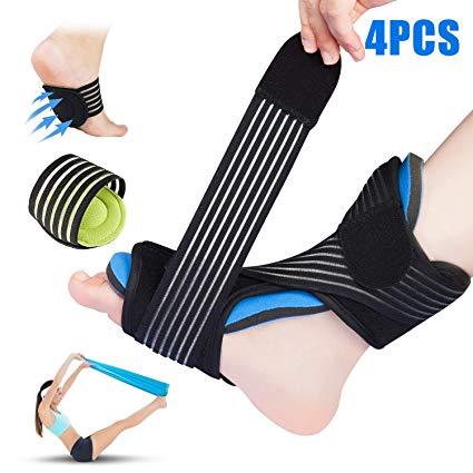 Plantar Fasciitis Night Splint for Sleep Support, Adjustable Dorsal Night Splints Brace -with Arch Supports&Elastic Excecise Band for Effective Relief from Arthritis, Tendonitis, Heel, Arch Foot Pain