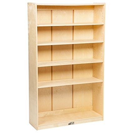 ECR4Kids Birch Hardwood School Bookcase, Adjustable Shelves, Natural, 60" H