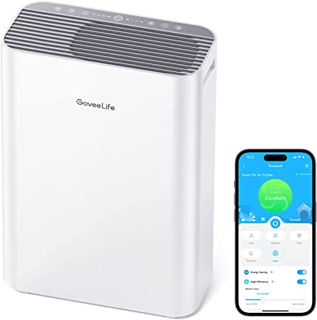 Govee Life Smart Air Purifiers for Home Large Room Up to 991ft², H13 True HEPA Air Purifiers with PM2.5 Sensor, Air Quality Index for 99.97% 0.3 micron Particles, Washable Pre-Filter for Pet Hair Lint