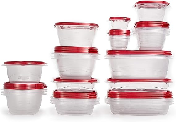 Rubbermaid TakeAlongs Food Storage Containers, 52 Pieces, Ruby Red