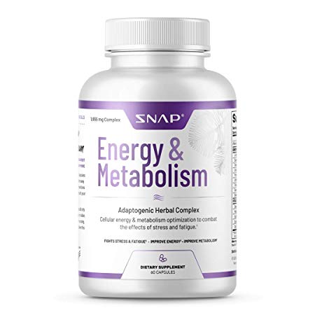 Energy & Metabolism Adaptogenic Herbal Complex by Snap Supplements – Improves Natural Energy, Supports Weight Control, Memory, Fat Burn, and Combats The Effects of Stress and Fatigue, 60 Capsules