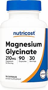 Nutricost Magnesium Glycinate Capsules (90 Capsules, 210 mg Magnesium Glycinate Per Serving) - Magnesium Glycinate Supplement for Gentle Absorption