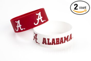 NCAA Alabama Crimson Tide Silicone Rubber Bracelet, 2-Pack