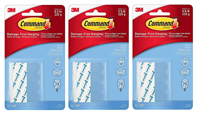 Command Poster Hanging Strips, 36 Strips, Clear, 17024CLR