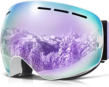COPOZZ Ski Goggles, OTG Snowboard Goggles Anti Fog UV Protection Polarized Lens