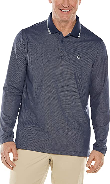 Coolibar UPF 50  Men's Long Sleeve Links Golf Polo - Sun Protective