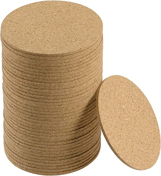 uxcell Cork Coasters Wooden Trivet Drinks Mats, Round 3.5 Inch Diameter, 0.12 Inch Thick for Home Bar Kitchen Restaurant Lab, Yellow, Pack of 40