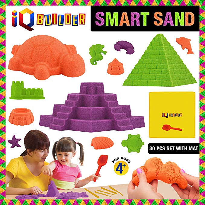 IQ BUILDER | SENSORY TOYS | CREATIVE EDUCATIONAL KINETIC ART PLAY SAND FOR BOYS AND GIRLS AGES 3 4 5 6 7 8 9 10 YEAR OLD   | FUN MOLDABLE SYNTHETIC BEACH SAND KIT FOR CHILDREN | BEST TOY GIFT FOR KIDS