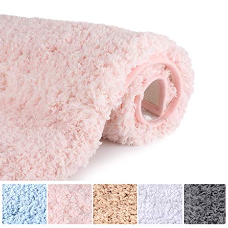 Luxury Pink Bathroom Rugs Shaggy Bath Rug Non Slip Bath Mat (20 x 32) - Efficient Water Absorbent, Machine Wash/Dry & Extra Soft Plush Bath Tub Mat for Bathroom, Living Room and Laundry Room