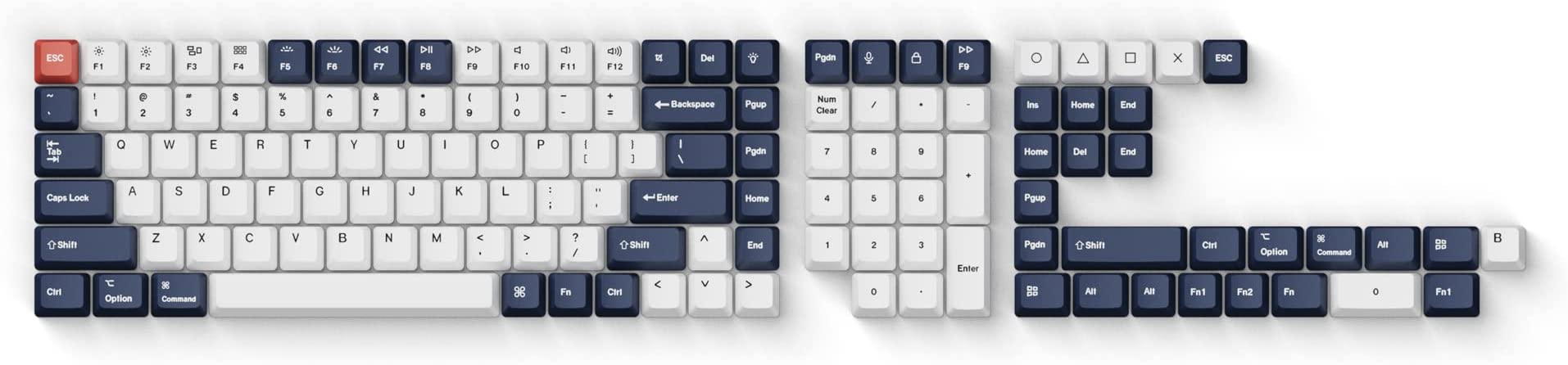 Keychron OEM Dye-Sublimated PBT Full Set Keycap Set (137 Keys)- Bluish Black White