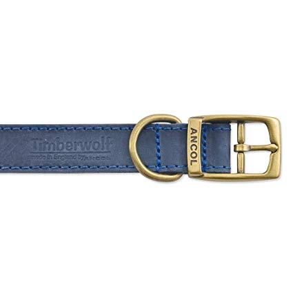 Ancol Timberwolf Leather Collar Blue 36-46cm M