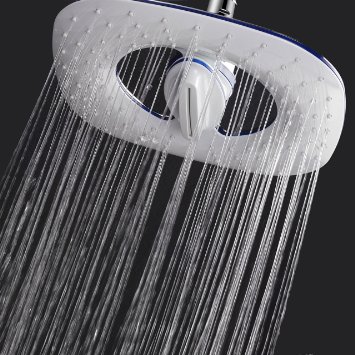 AquaDance Drencher 3-setting 8" Curved Square Rainfall Showerhead with Waterfall Mode