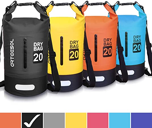 arteesol Dry Bag, 5L 10L 20L 30L Waterproof Dry Bag/Sack Waterproof Bag with Long Adjustable Strap for Kayaking Boat Tour Canoe, Fishing, Rafting, Swimming, Snowboarding