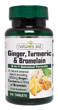 Natures Aid Ginger, Turmeric and Bromelain Tablets - Pack of 60 Tablets