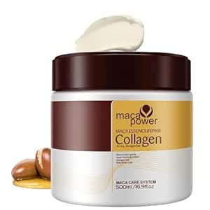 Collagen Hair Mask for Damaged Hair, Oil Collagen Hair Mask, Collagen Hair Deep, Keratin Protein & Coconut Oil, for All Hair Types 16.90 Oz 500 ML (1 Pcs)