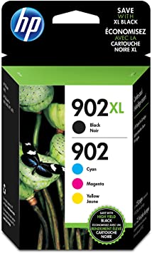 HP 902XL/902 High Yield Black and Standard C/M/Y Color Ink Cartridges T0A39AN