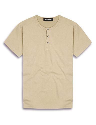 FLATSEVEN Mens Casual Slim Fit Henley Shirts With Short Sleeve