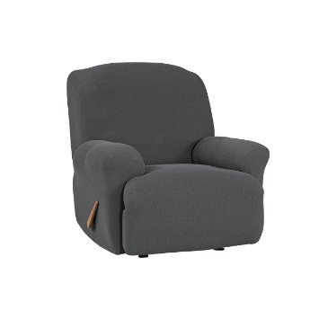 Sure Fit  44467 1 Piece Simple Stretch Twill Recliner, Carbon Gray