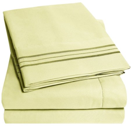 Mayfair Linen Hotel Collection 100% Egyptian Cotton - 500 Thread Count 4 Piece Sheet Set- Color Sage Greeen,Size Twin (1 Flat Sheet, 1 Fitted Sheet and 2 Pillow Cases)