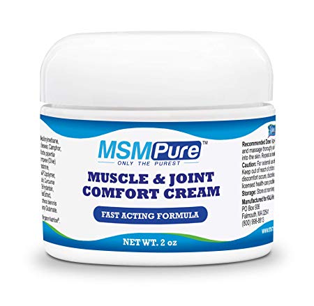 Kala Health MSMPure Muscle & Joint Comfort MSM Cream, 2 oz, New & Improved Non-Staining Formula (10/2018), Fast Acting Cream for Muscle and Join Discomfort