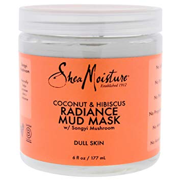 Shea Moisture Coconut & Hibiscus Radiance Mud Mask for Unisex, Dull Skin, 6 Ounce