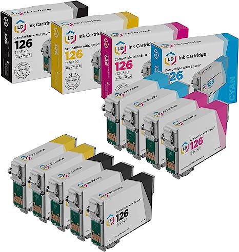 LD Products Replacement for Epson 126 Ink Cartridges (3 Black, 2 Cyan, 2 Magenta, 2 Yellow, 9-Pack) for use in Workforce: 435, 520, 545, 60, 630, 633, 635, 645, 840, 845 & Stylus NX430