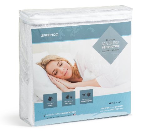 Greenco Premium Hypoallergenic Waterproof Mattress Protector - Vinyl Free King