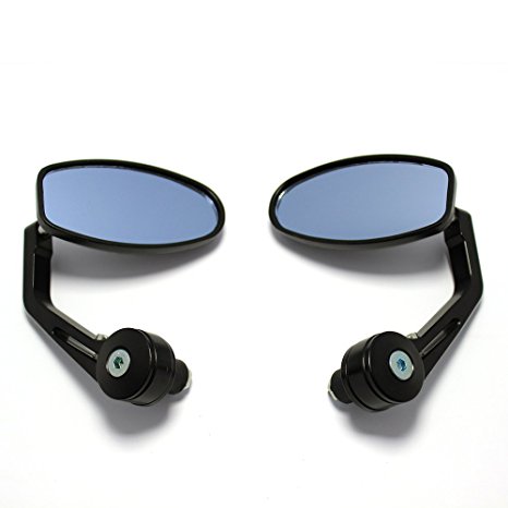 Black Motorcycle 7 8 Handle Bar End Rearview Mirrors for Ducati Monster Sport Bikes (All Black)