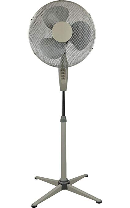 HIGH LIVING Highliving ® Electric 16" Oscillating Extendable Free Standing Pedestal Cooling Fan (Grey)