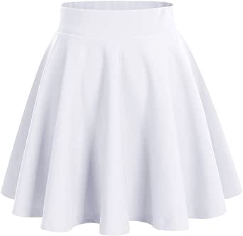 DRESSTELLS Women's Mini Pleated Skater Skirt Versatile Stretch Waist Plain Flared Casual Basic Skirt