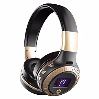 ELEGIANT Wireless Bluetooth Over-ear Headphones with Mic, HiFi Stereo Foldable Adjustable Headsets for iPhone Laptops Computers Tablets PCs and Other Smartphones Black & Gold