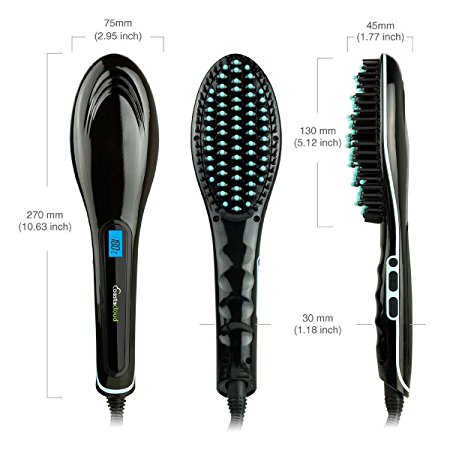 CoastaCloud Hair Straightening Brush Paddle Heating Detangling Comb Digital Anti Static Ceramic Straight Hair Styler