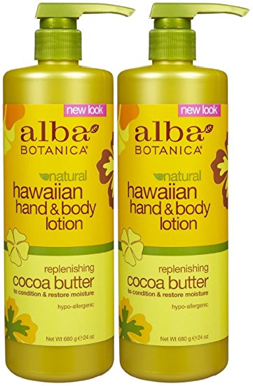 Alba Botanica Body Lotion,Hawaiian cocoa btr, 24 FZ (2 pack)