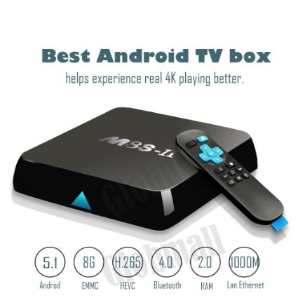 [2017 New Release] Globmall M8S-II Android 5.1 TV Box Fully Loaded KODI Add-ons with 1000M LAN 64 Bit Amlogic S905 Support OTA Update, Globmall Phone Stand and Support Card