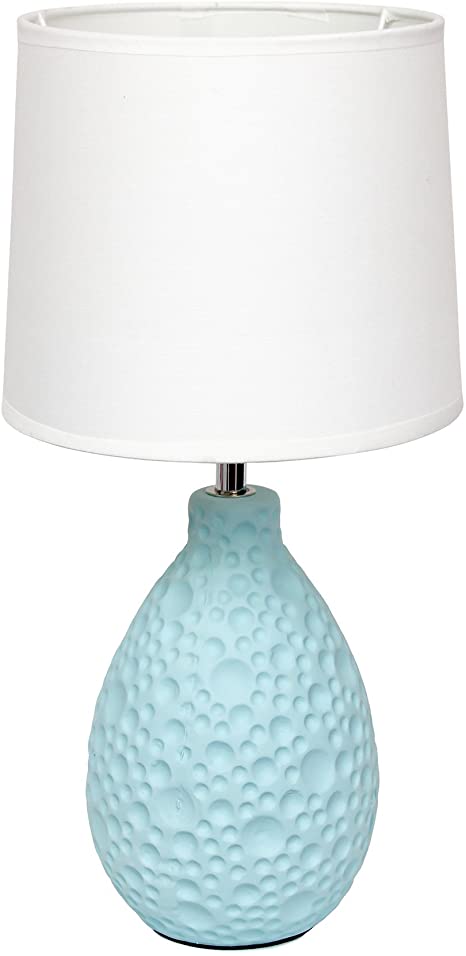 Simple Designs Home LT2003-BLU Texturized Stucco Ceramic Oval Table Lamp, Blue