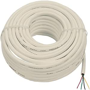 RCA TP003R 50ft Round Line Cord, Ivory, Connects to Junction Boxes and Wall Plates, Four Wire System Works with One or Two Phone Lines, Runs a Phone Line to Extra Jacks