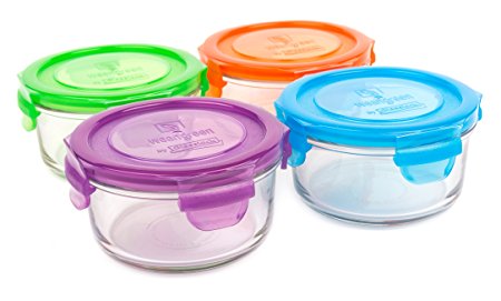Wean Green Glass Food Storage Containers, Lunch Bowl 12 ounces, Garden Pack (4 pack)