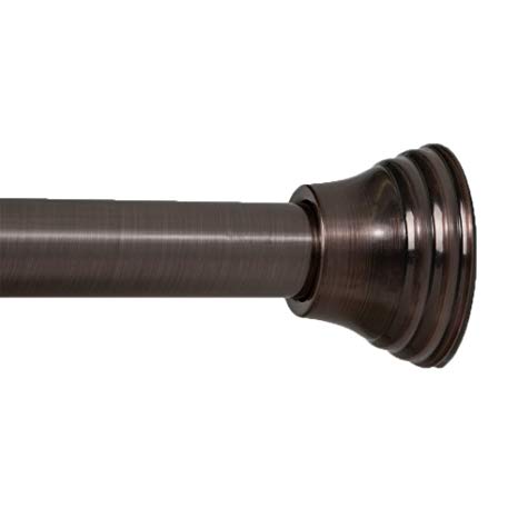 Maytex Stepped EZ UP Rust Resistant Strong Hold Decorative Adjustable Tension Shower Rod, 43 inches to 72 inches, Oil Rubbed Bronze