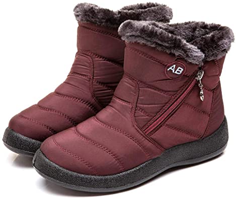 Women's Winter Snow Boots Ankle Short Boots Slip On Waterproof Outdoor Women Booties Fur Lined Warm Shoes