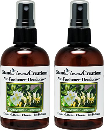 Set of 2-4-oz.-Concentrated Spray Air-Freshener/Deodorizer - Scent: Honeysuckle/Jasmine - Great for: Cars, Offices, Closets, Air-Conditioners, Pet Beds, Yoga Mats, Litter Boxes, locker & laundry rooms, smoke odors