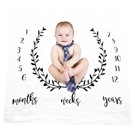 Milestone Blanket | Month to Month Baby Blanket | Unique Photo Props for Unisex Baby by Jorbest