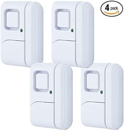 GE Personal Security Window/Door, 4-Pack, DIY Protection, Burglar Alert, Wireless, Chime/Alarm, Easy Installation, Ideal for Home, Garage, Apartment, Dorm, RV and Office, 45174, 4 Pack