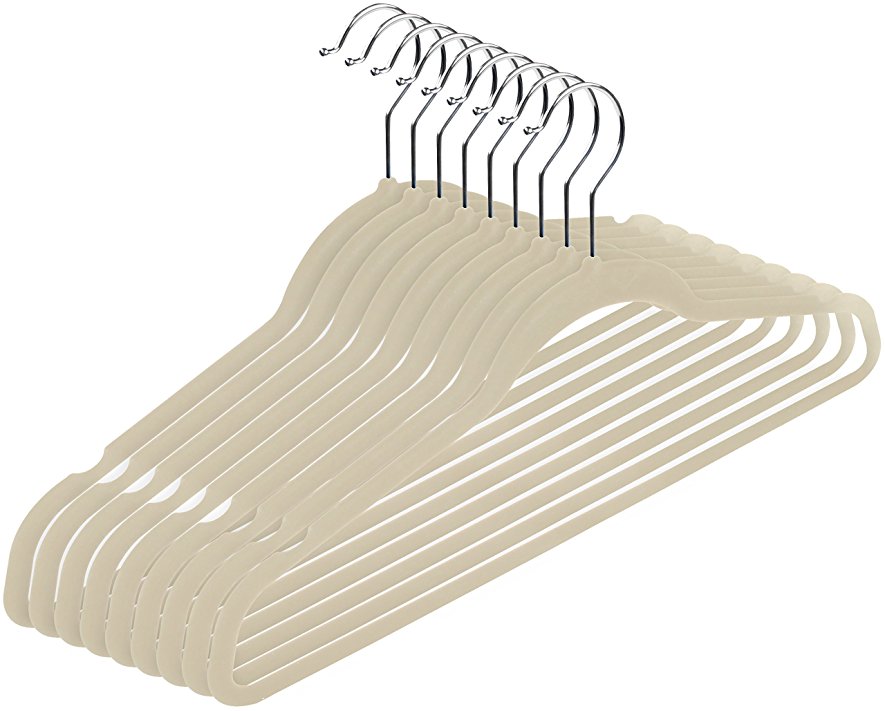 Premium Velvet Hangers (Pack of 50) Heavy Duty - Non Slip - Velvet Suit Hangers - Ivory - by Utopia Home