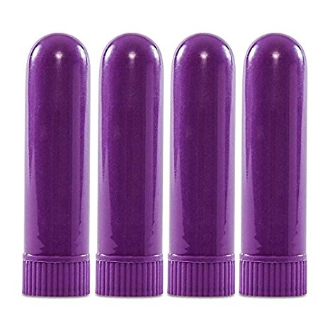 Aromatherapy Inhaler - Pk of 4, Purple Plastic (w/caps & wicks)