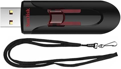 SanDisk 128GB (1 Pack) Cruzer Glide USB 3.0 Flash Drive SDCZ600-128G Bundle with (1) GoRAM Black Lanyard (128GB, 1 Pack)