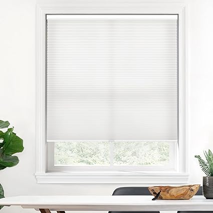 LazBlinds Cordless Cellular Shades, Light Filtering 1.5 inch Honeycomb Shades Pleated Blinds for Window Size 33" W x 72" H, White