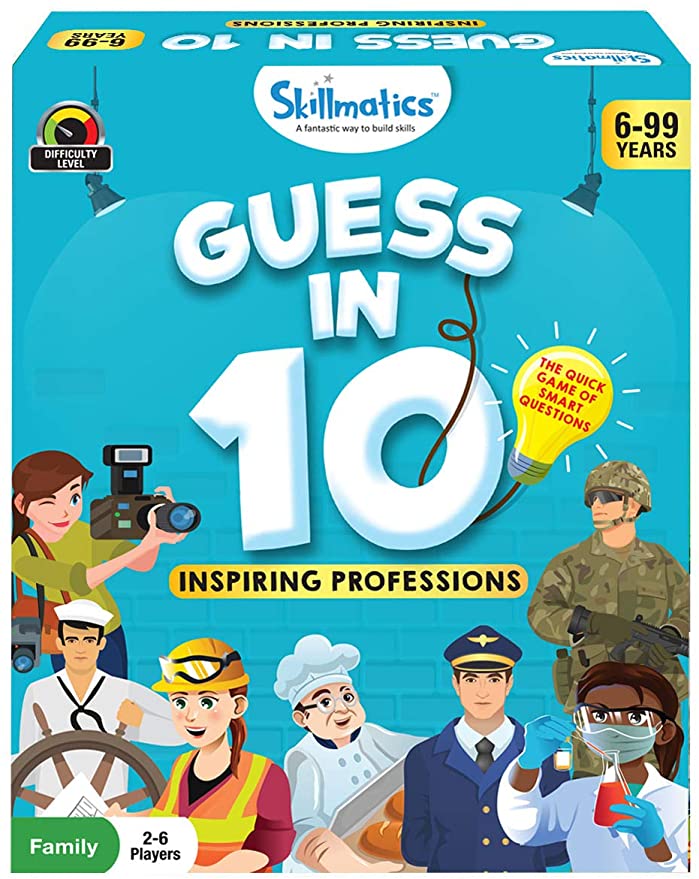 Skillmatics Educational Game: Inspiring Professions - Guess in 10 (Ages 6-99) | Card Game of Questions | General Knowledge for Kids, Adults and Families
